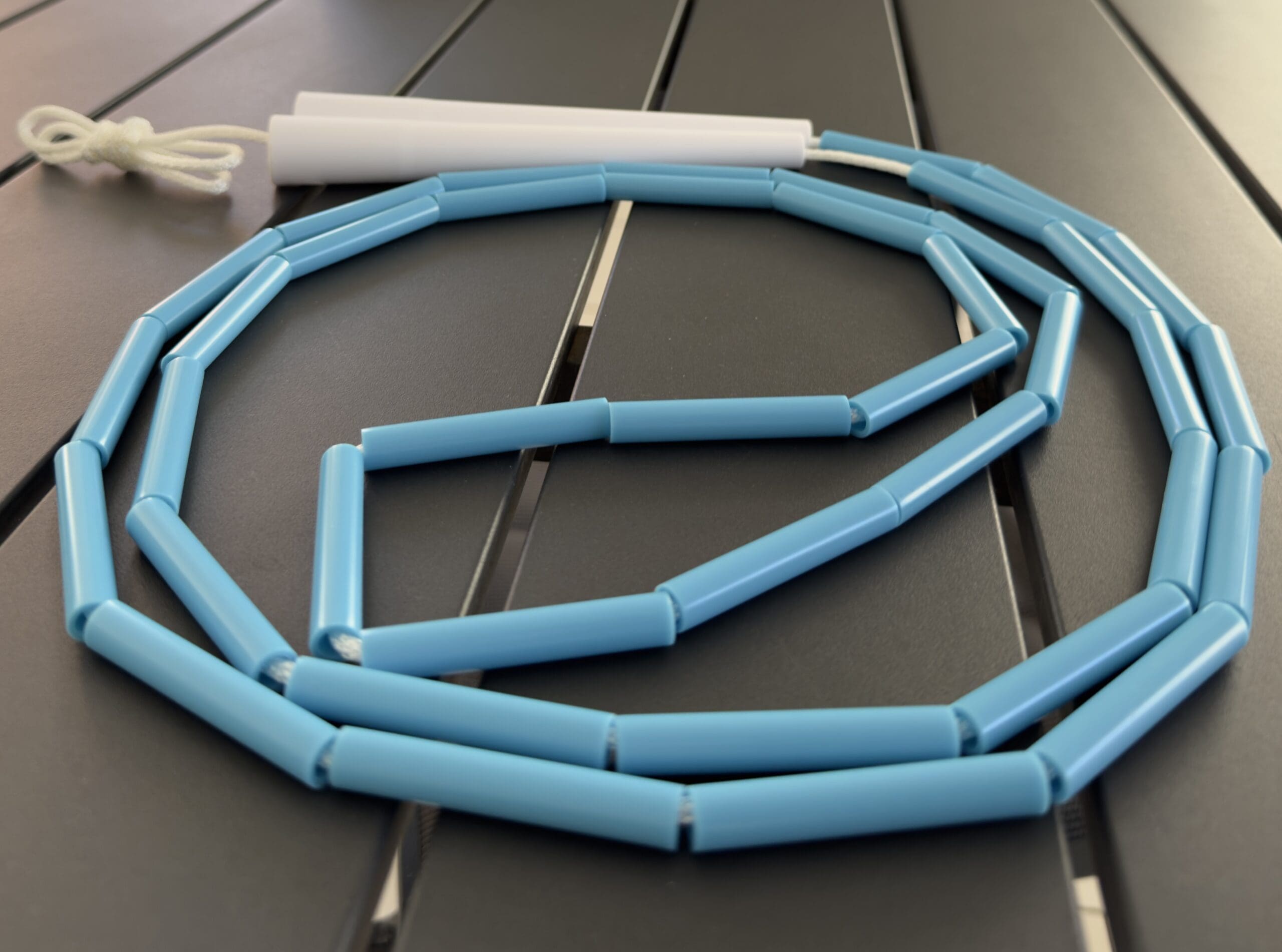 Beaded Skipping Ropes ~ Light Blue - Long handles